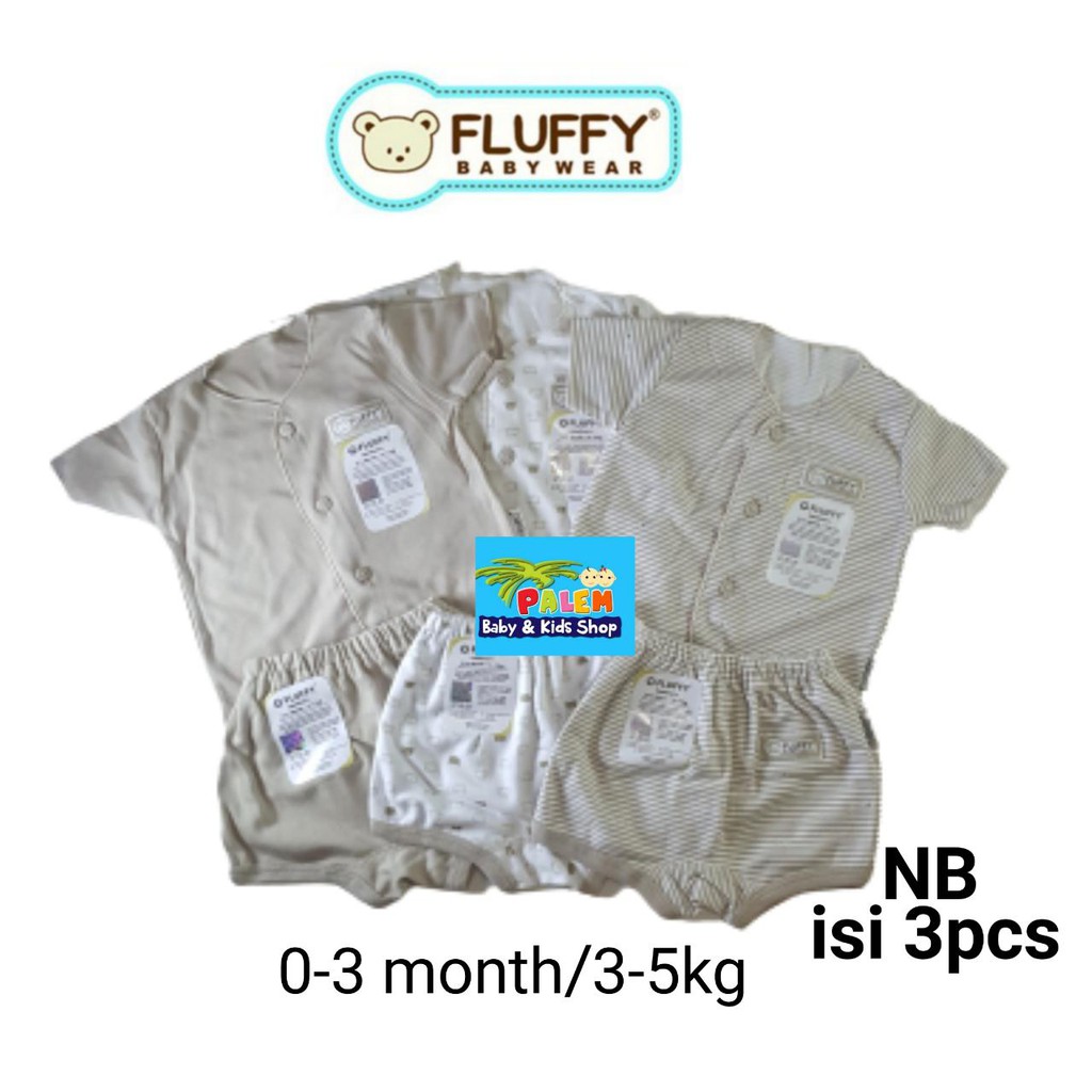 fluffy setelan baju pendek celana pendek(isi 3stel) newborn,s m l