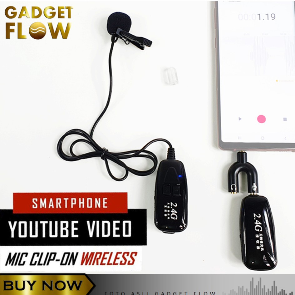 Microphone Mic Clip On Wireless 2.4G PRANK VLOG untuk