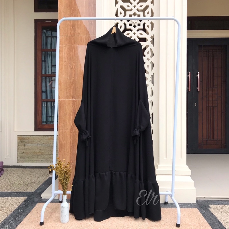 El-Rabah Floor Khimar Overhead Jetblack