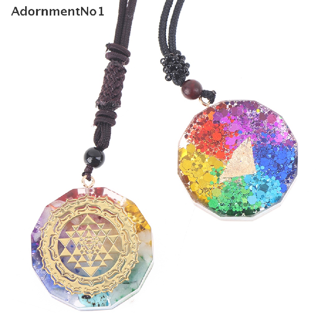 (AdornmentNo1) Orgonite Kalung Rantai Liontin Batu Chakra Penyembuhan Luminous Untuk Wanita