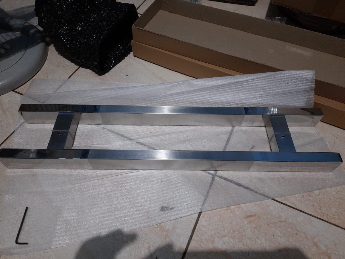 Handle Pintu Stainless Minimalis 60cm Baut Tembus 2set + Body Pelor