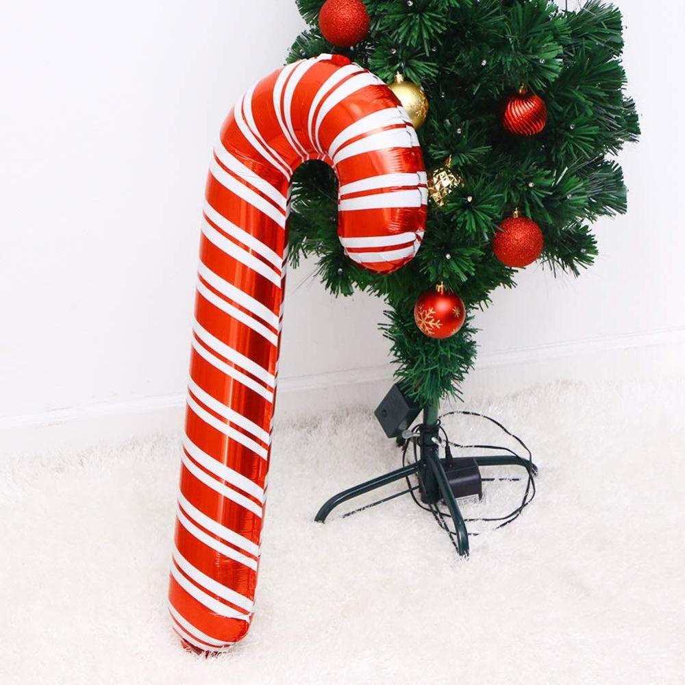 [Elegan] Balon Natal Tiup Anti Bocor Meriah Xmas Perlengkapan Balon Aluminium Foil Candy Cane Balloons