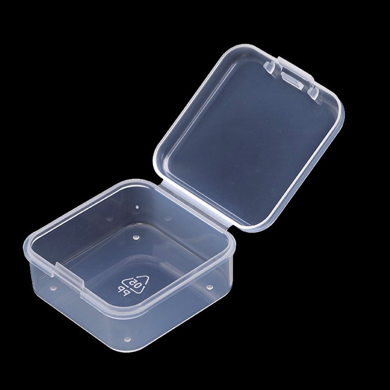 6PCS Mini Clear Square One-piece Clamshell Desktop Storage Box / Jewelry Sundries Organizer