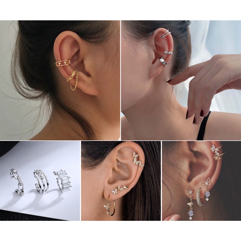 Rock Anting Tusuk Gantung Desain Bintang Hias Zircon Gaya Vintage / Minimalis Untuk Wanita