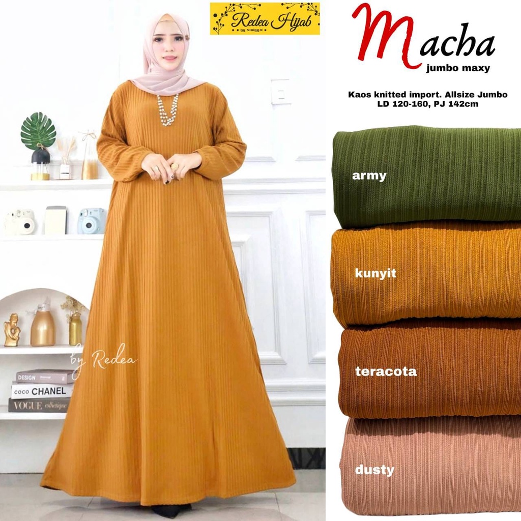 Gamis Jumbo bahan kaos knitted import terbaru ld 130 140 macha jumbo maxy