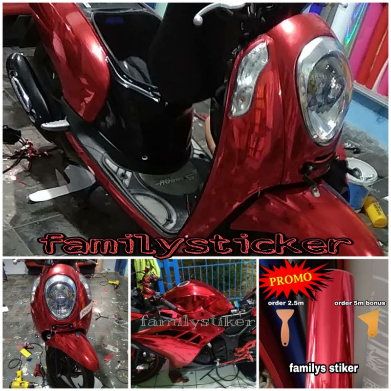 Sekotlet merah metalik stiker skotlet warna merah crom metalik stiker Scotlite chrome metalik