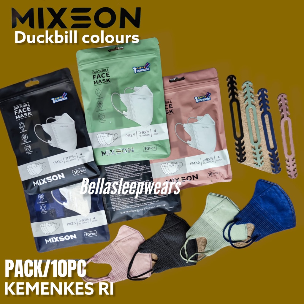 MIXSON DUCKBILL 4PLY EMBOS /10 - MASKER DUCKBILL MIXSON FREE KONEKTOR KEMENKES