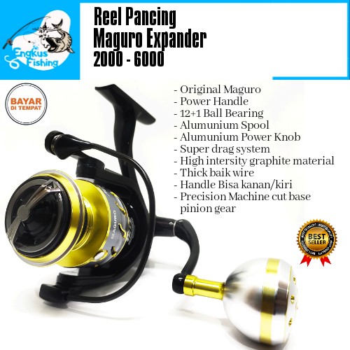 Reel Pancing Maguro Xpander 2000-6000 (12+1Bearing) Power Handle - Engkus Fishing