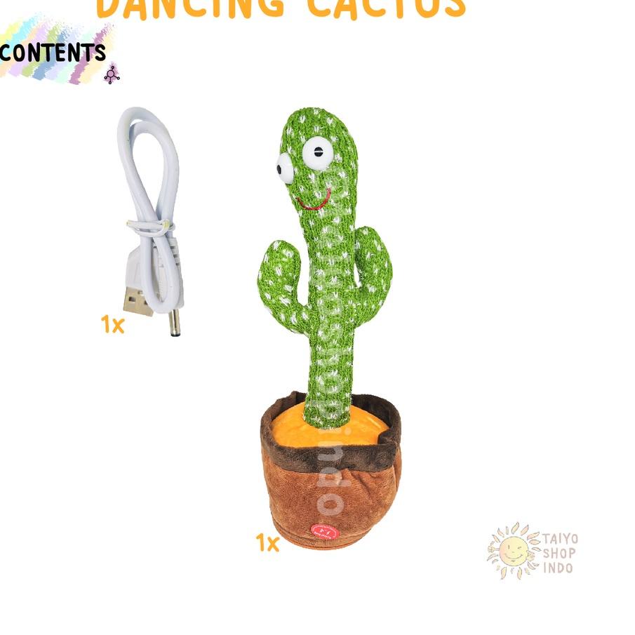 ☛ Mainan Anak Dancing Cactus USB BOX Kaktus Joged Musik Bicara Menari ☻