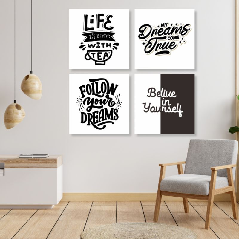 HIASAN DINDING BLACK AND WHITE QUOTES SERIES AESTHETIC WALL DECOR