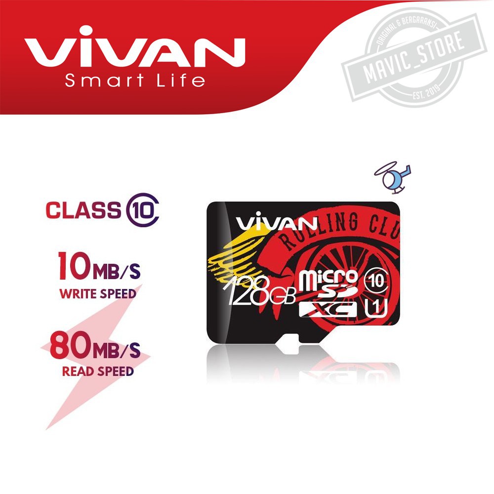 Micro SD VIVAN V128U10 128GB Memory Card Class 10 TF Card Speed 10MB/S - Garansi Resmi 5 Tahun