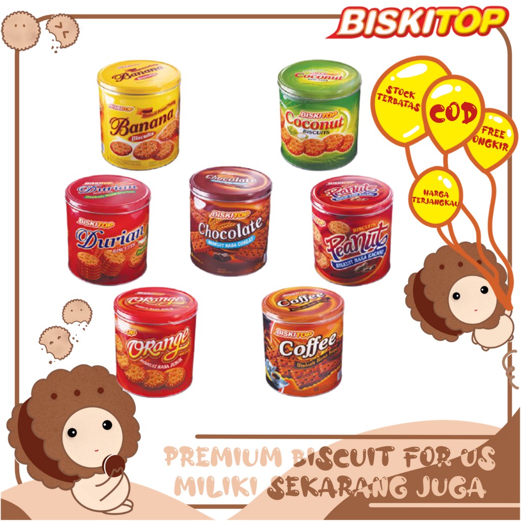 

BISKITOP - 1 KARTONAN/DUS Sandwich Single Round Kaleng 350gr Murah Promo Cuci Gudang Biskuit Kaleng