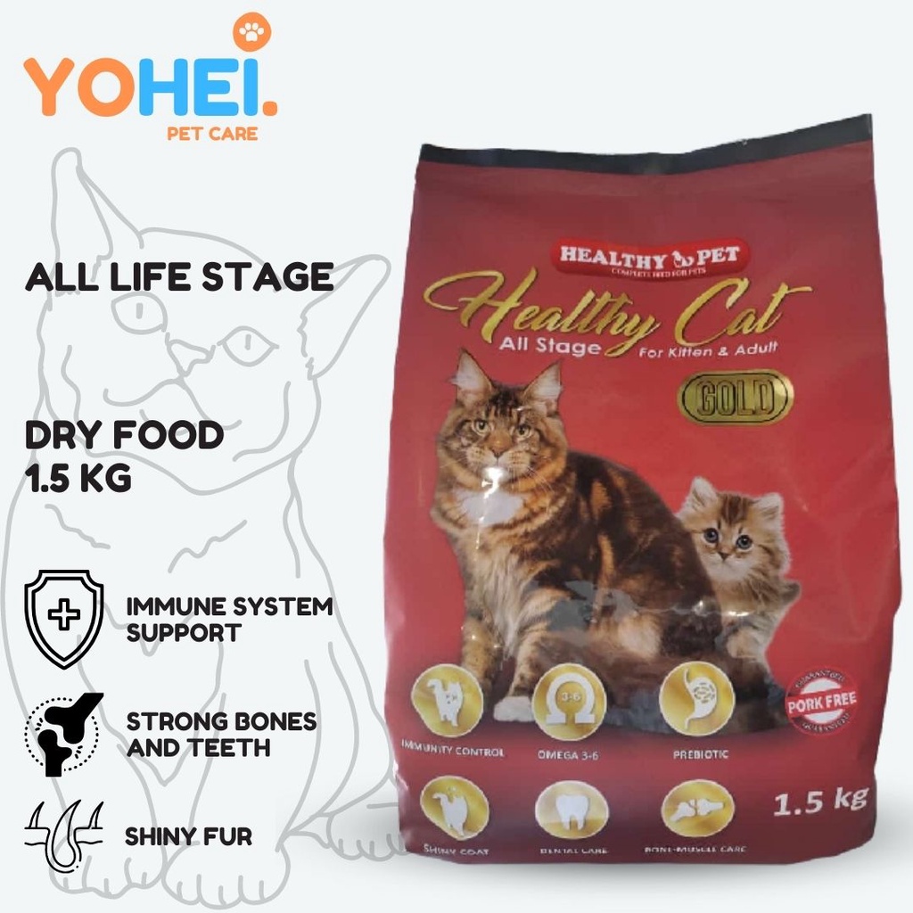 Jual HEALTHY CAT Gold Kitten Adult Cat Food Dry All Life Stages