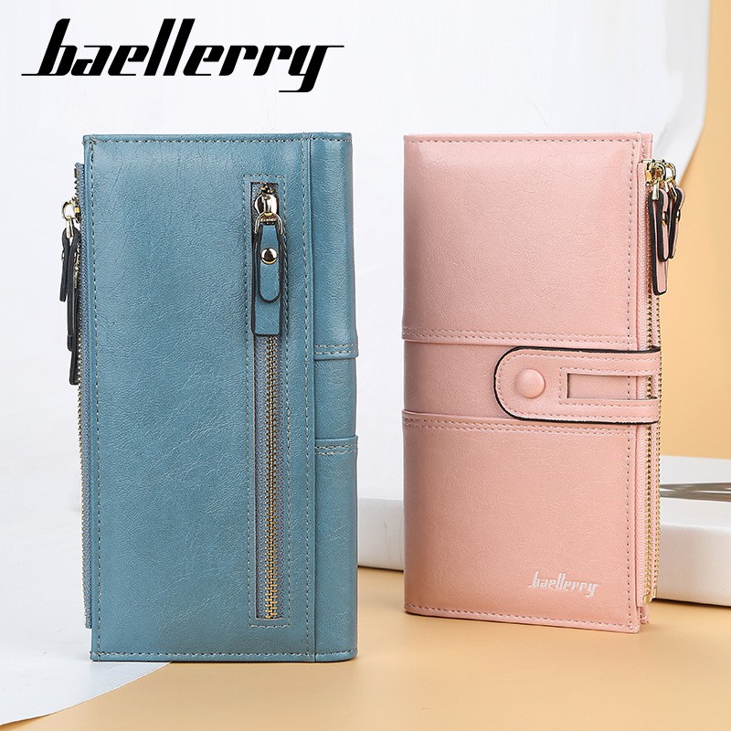 Baellerry 100% ORI Dompet Lipat panjang Kartu kulit pria wanita BLY010