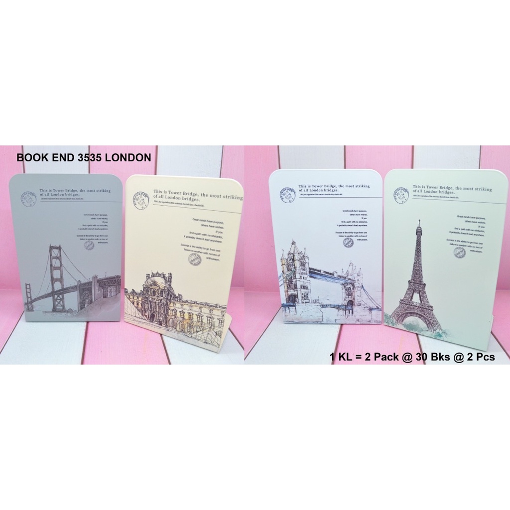 

penahan buku atau stand book dari besi motif london paris