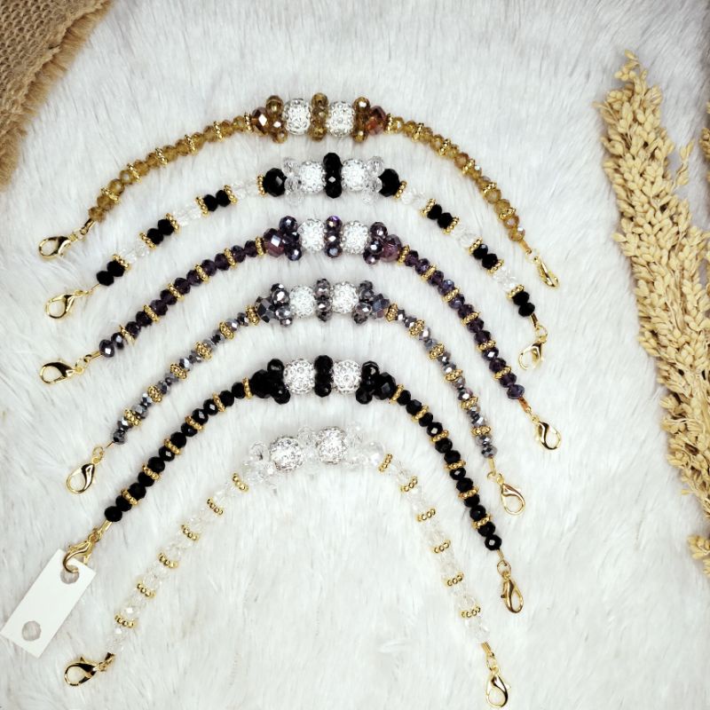 Konektor Hijab Kristal/ Tali Masker Hijab/ Konektor Masker Terbaru (009)