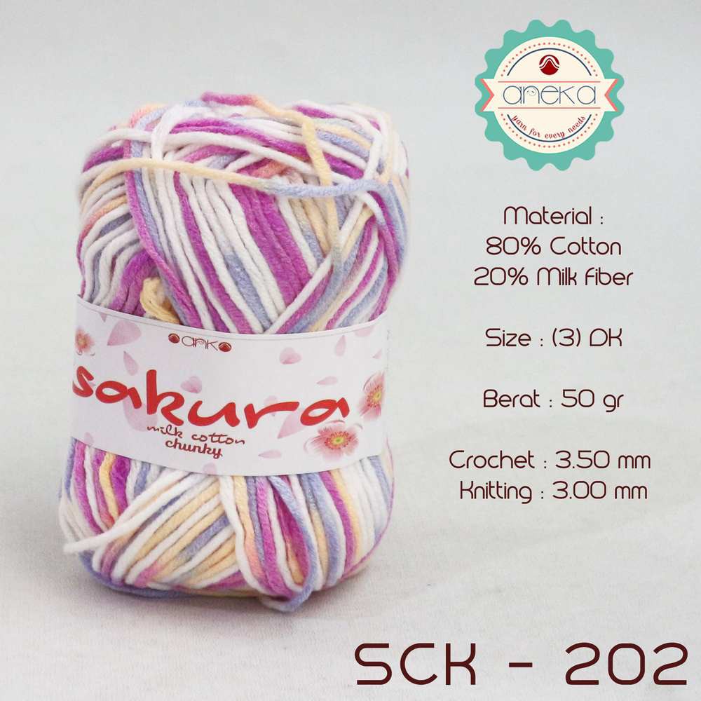 Benang Rajut Katun Susu Sakura Milk Cotton Chunky - 202