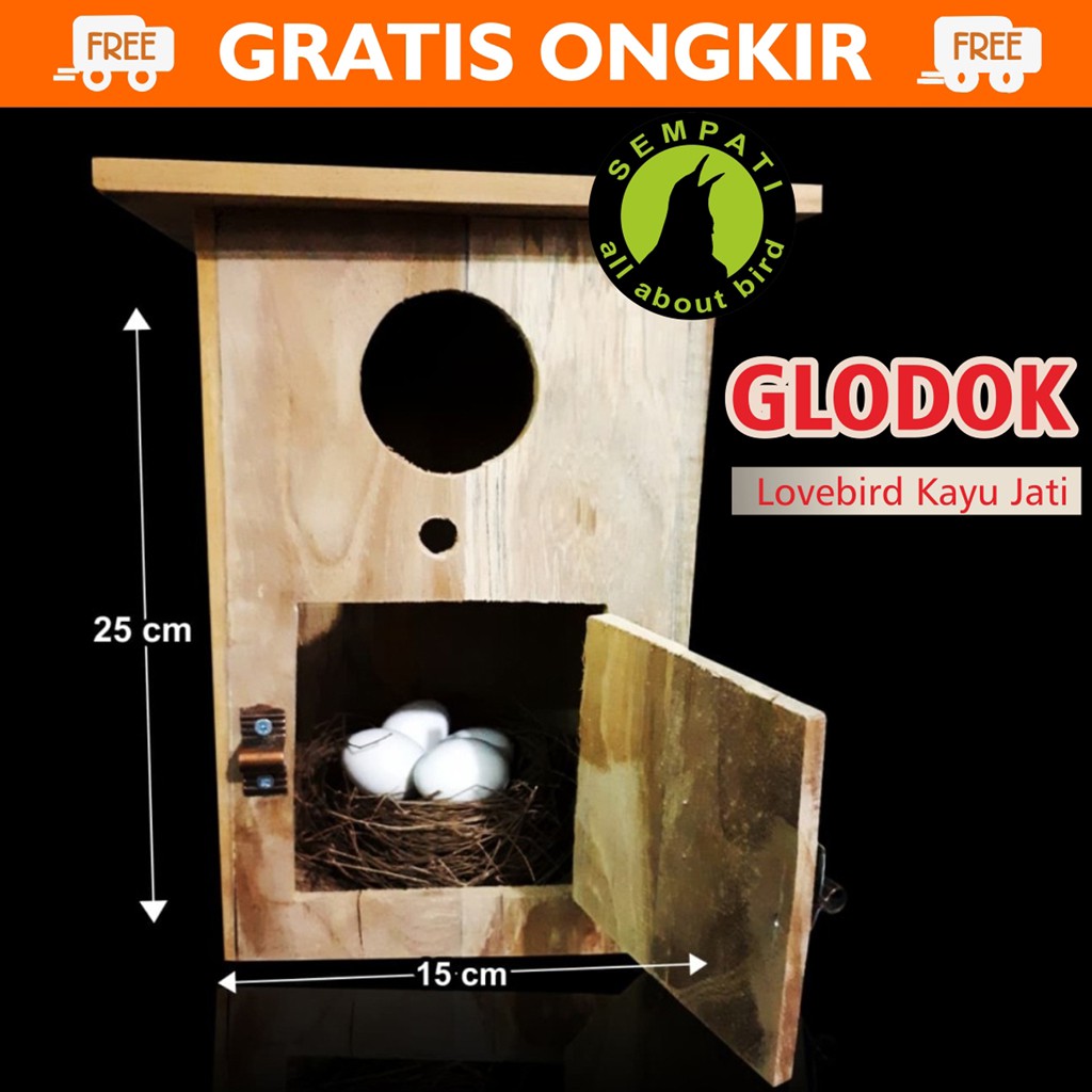 Glodok Sarang Tempat Bertelur Burung Lovebird Kaca Kayu Jati Shopee Indonesia