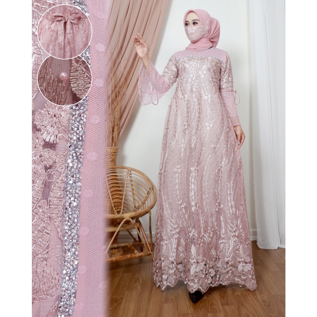 Kadai.baju / Gamis tulle brukat / Dress party / Gamis pesta / Maxi dress Size M L XL XXL