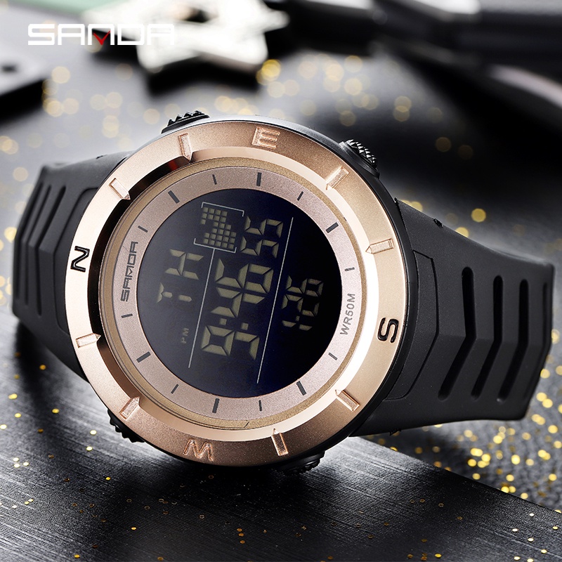 SANDA 5001 Jam Tangan Pria Digital Sport EL Backlight Tali Rubber Anti air WATCHKITE WKOS