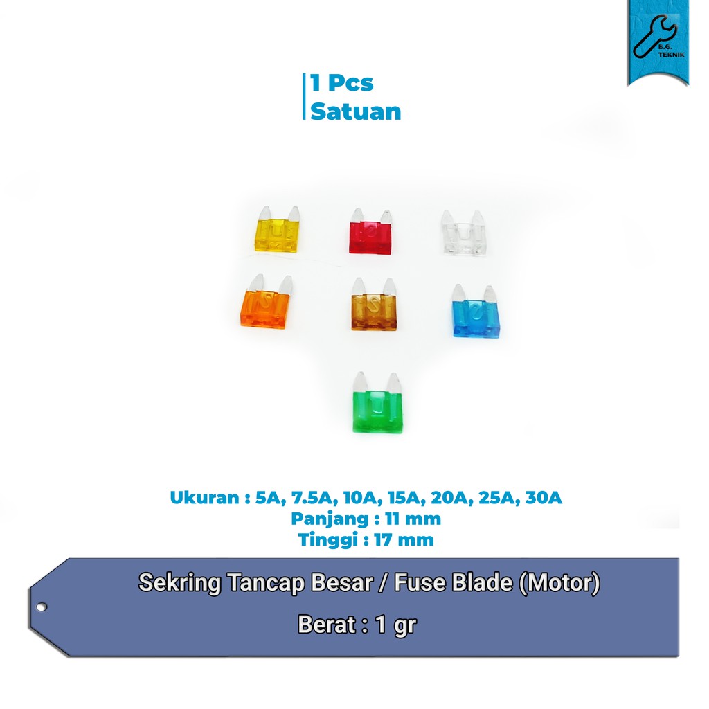 Sekring Tancap Kecil Fuse 5A 7.5A 10A 15A 20A 25A 30A SATUAN