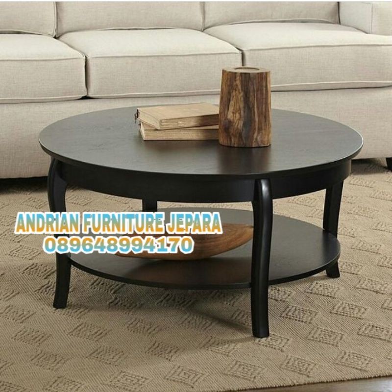 meja tamu bulat meja kopi tamu kayu jati