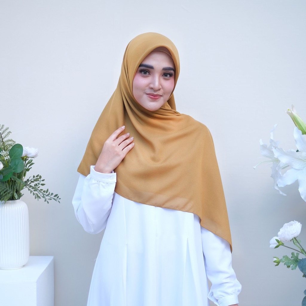 Hijab Segiempat Polycotton Scarf Premium Part 1 Hazel by MIZA-Mustard