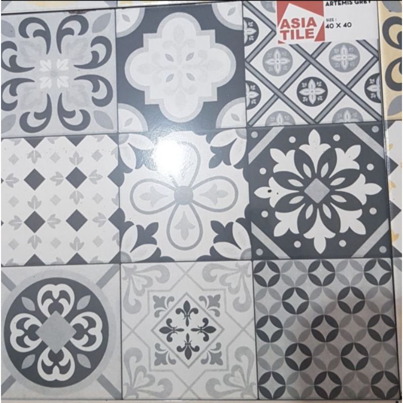 keramik 40x40 lantai dinding teras glossy mengkilap licin artemis grey