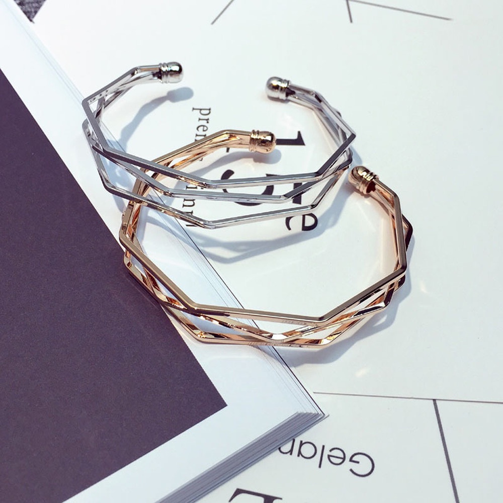 Three-line Bracelet Fashion Popular Simple Three-dimensional Water Chestnut Irregular Bracelet Wild Geometric