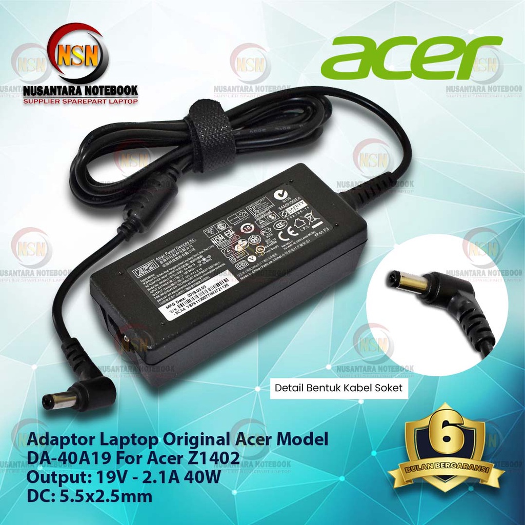 Adaptor Charger Original Acer 19V-2.1A DC 5.5 X 2.5mm for Laptop Z1402