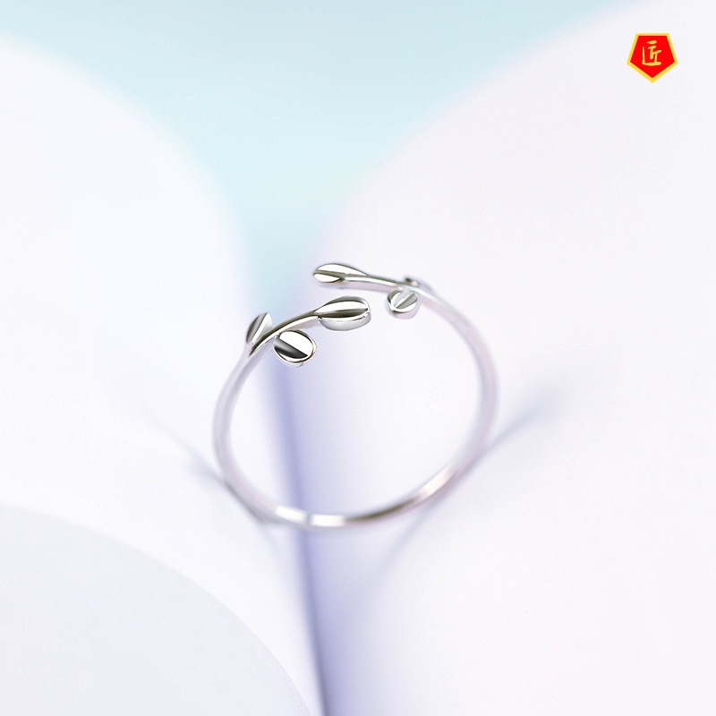 [Ready Stock]925 Silver Sprout Twigs Ring Female Korean Simple Personality