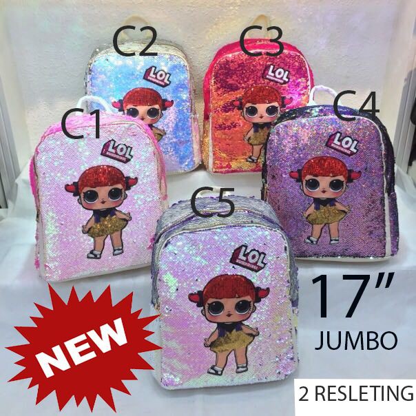 Нq ☛Te❁ О® [Cod]Tas Sekolah Anak Perempuan Sd Smp Multi Fungsi Ad XY427  Sequin Jumbo Lol Payet Man