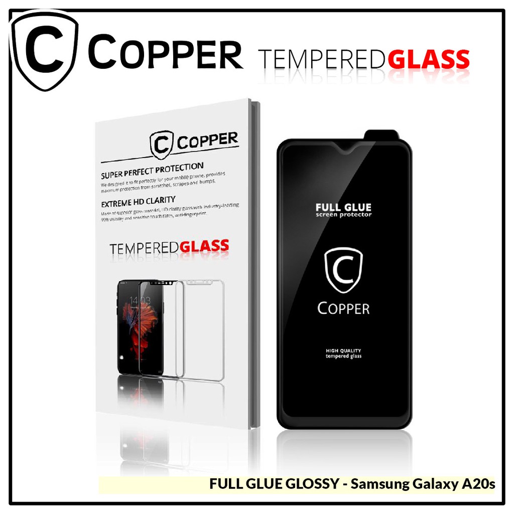 Samsung A20s - COPPER Tempered Glass Full Glue Premium Glossy