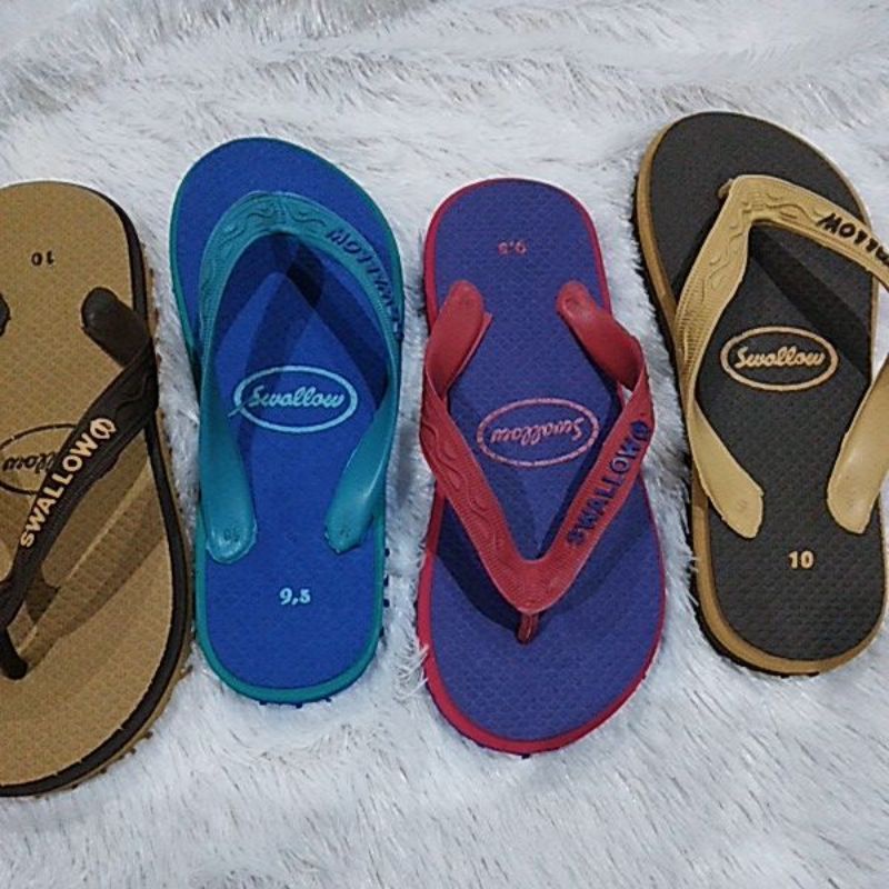 PROMO NEW Swallow 609 Original Sandal Japit Sendal Jepit Pria Wanita Warna Coklat Ungu Biru Hitam SA