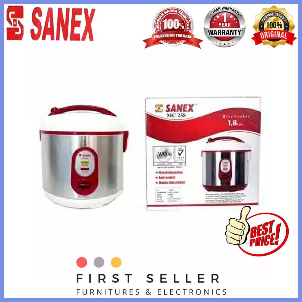 Sanex MC258 Rice Cooker [1.8 L] ORIGINAL 100% TERMURAH !