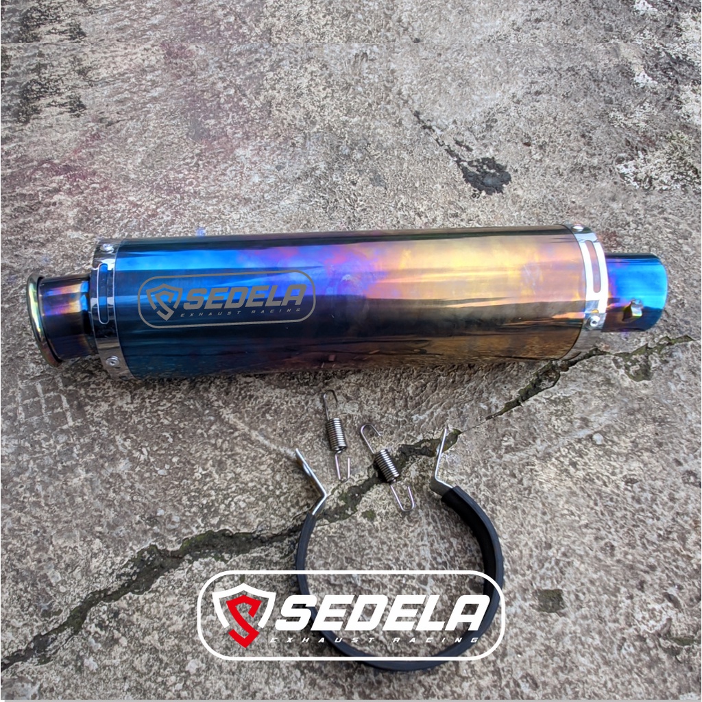 PROMO Silincer Knalpot racing original SEDELA EXHAUST, bluemoon bluegold bass berkualitas