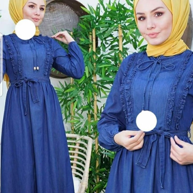 gamis jeans kriwil realpict 100% gamis jeans wanita muslim gamis jeans kondangan gamis murah gamis w