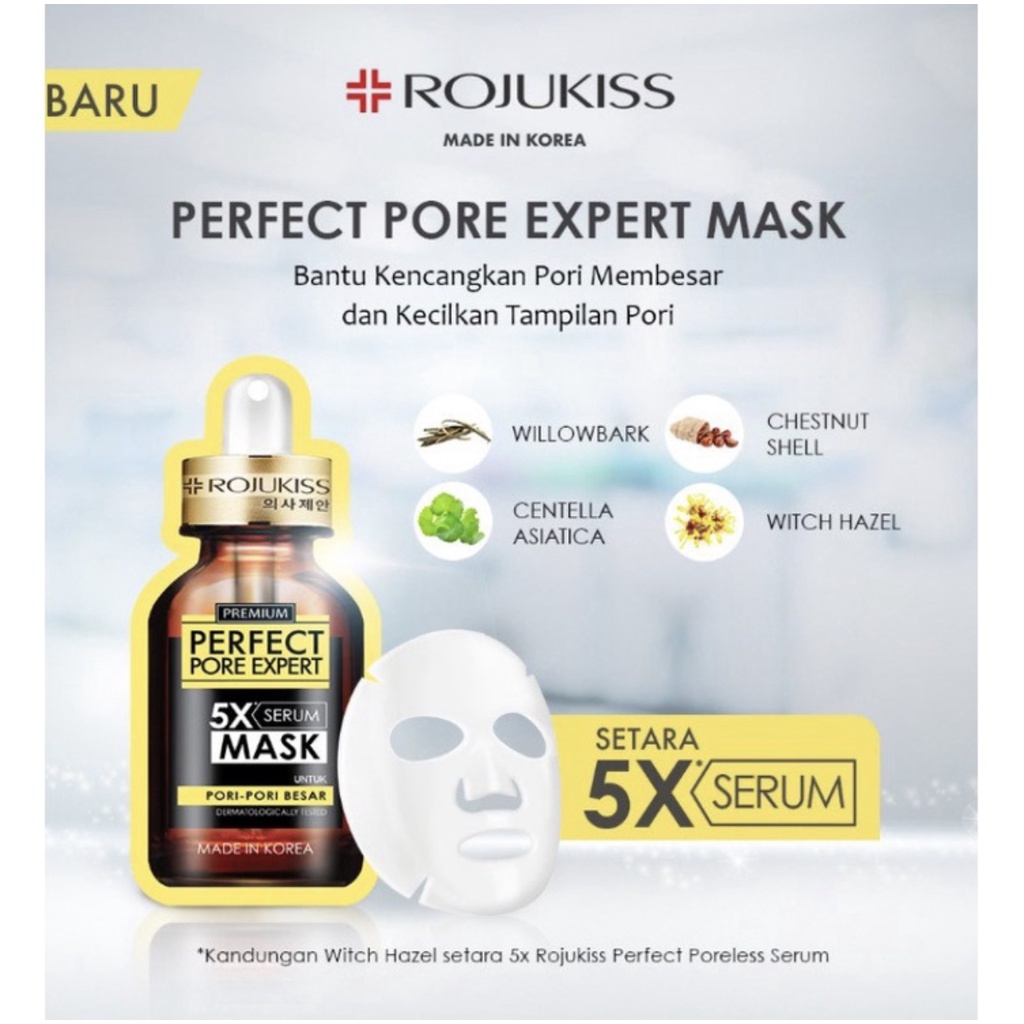 ROJUKISS Premium 5X Serum Mask 25ml | Rojukis Sheet Masker Gluta pore expert , Perfect Pore Expert, HYA pore Expert, Bright Pore Expert, Acne Pore Expert Mask