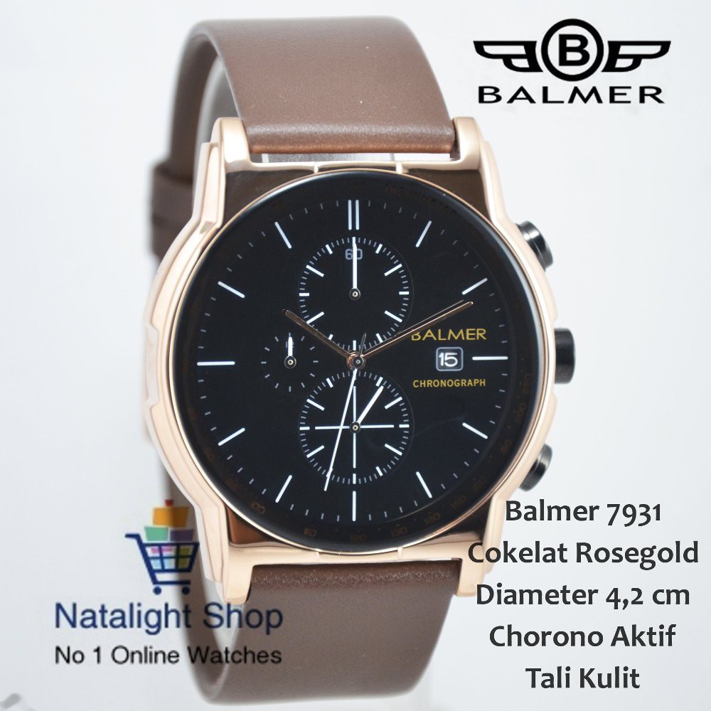 Jam Tangan Pria Sport Balmer 7931 Kulit Plat RosegoldMewah 100   Original Setara Alexandre Christie