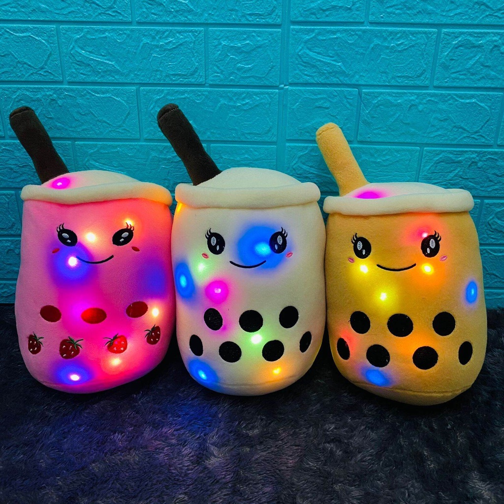 Boneka Boba milk tea brown sugar lampu led tinggi 35cm gemoyy berkualitas SNI