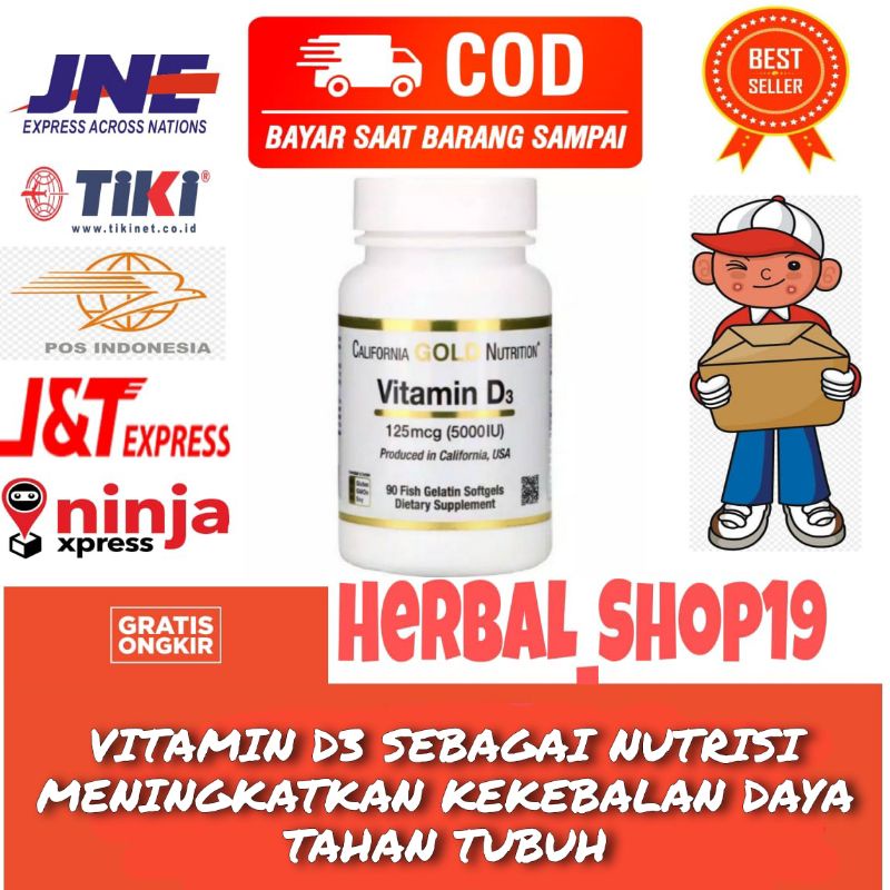 Vitamin D3 Vit D-3 5000IU 90 Softgels California Gold Nutrition Ori USA Vit D3 5000 iu