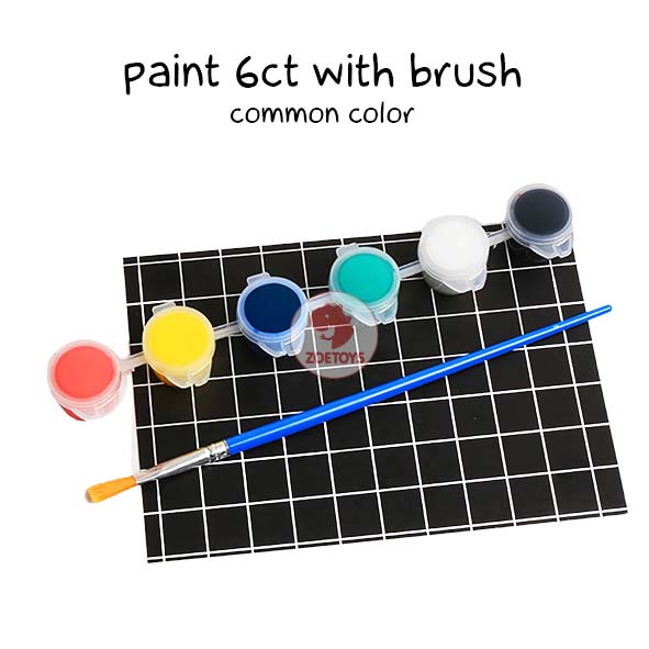 Zoetoys Paint 6ct With Brush | Peralatan Lukis Tempat Cat Air Akrilik Plastik Renteng 12 Warna
