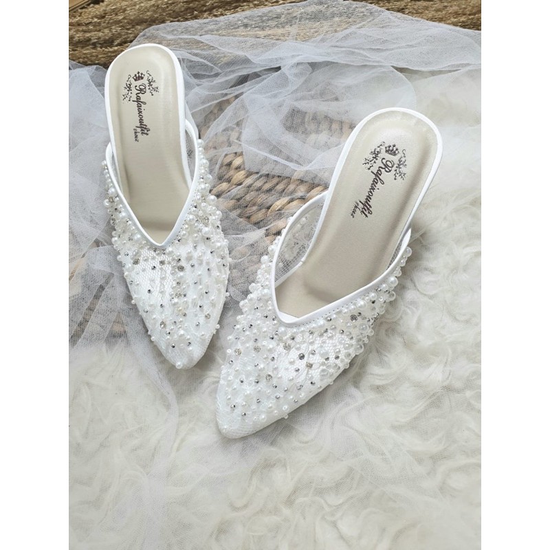 sepatu maxmaya putih sepatu wedding cantik tinggi 7cm hak tahu