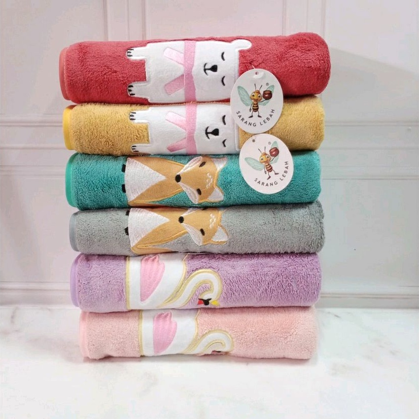 Handuk Mandi Bayi Super Soft Super Absorbent Animal Swan, Fox, Bear 60x120cm