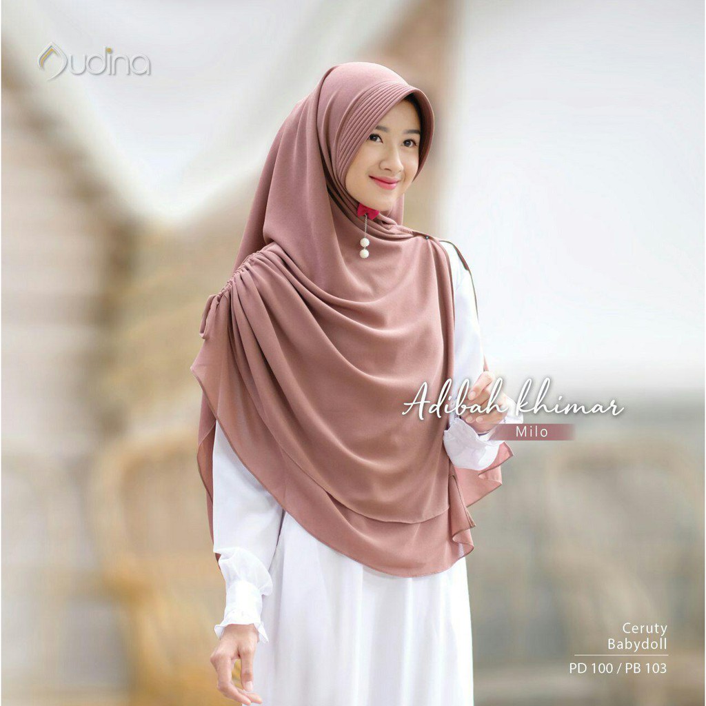 khimar jilbab hijab instan pet antem dua layer ceruty warna milo coklat adibah ori audina
