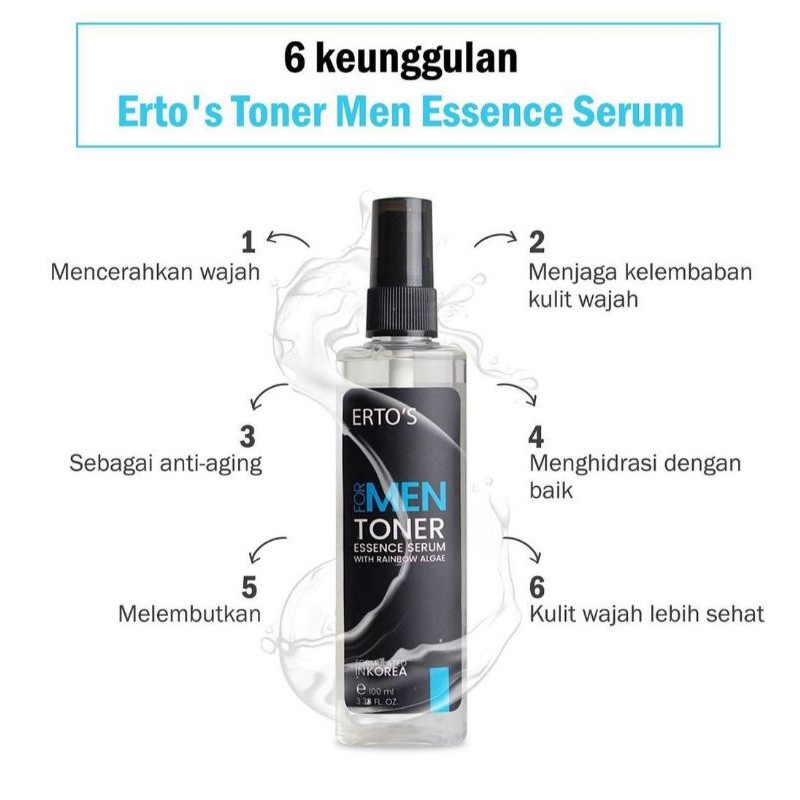 [ORI] Toner Essence Serum Men Mengangkat Sel Kulit Mati &amp; Menyamarkan Pigmentasi Pada Kulit Wajah Pria dengan Kandungan Rainbow Algea - 100ml BPOM