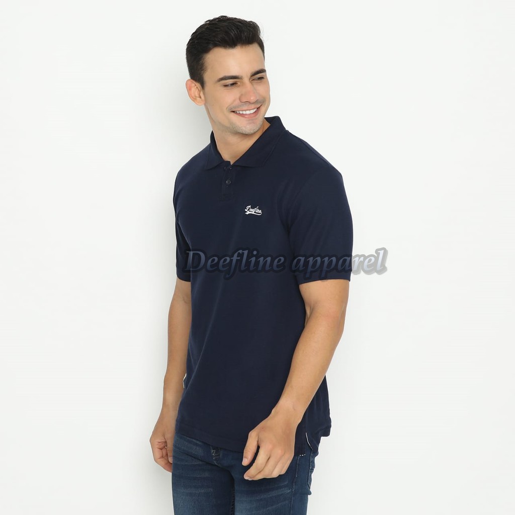 DEEFLINE Kaos kerah pria - polo shirt pria -  kaos katun dark navy - kaos kerah wangki terbaru