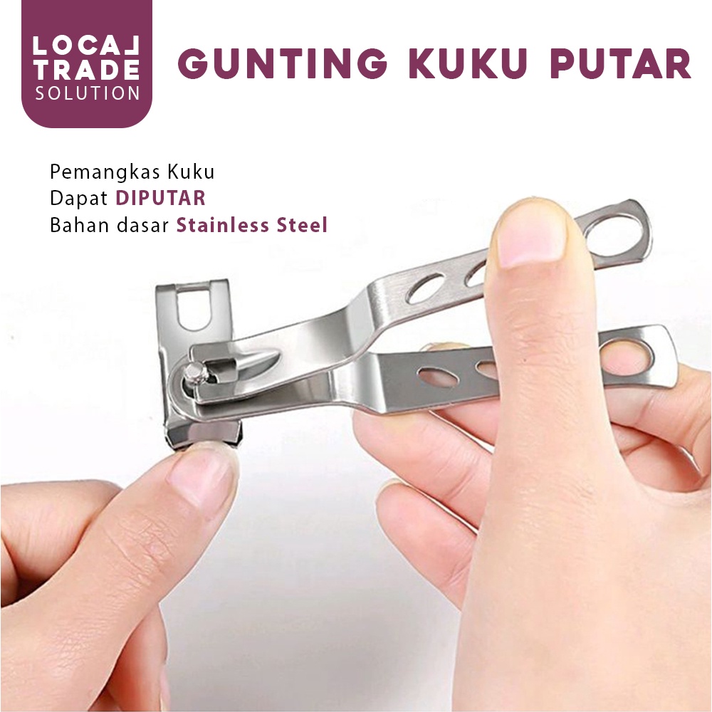 Gunting Kuku Bisa diPutar 360 Derajat Rotateable Nail Trimmer Manicure Pemotong Kuku Besar Stainless