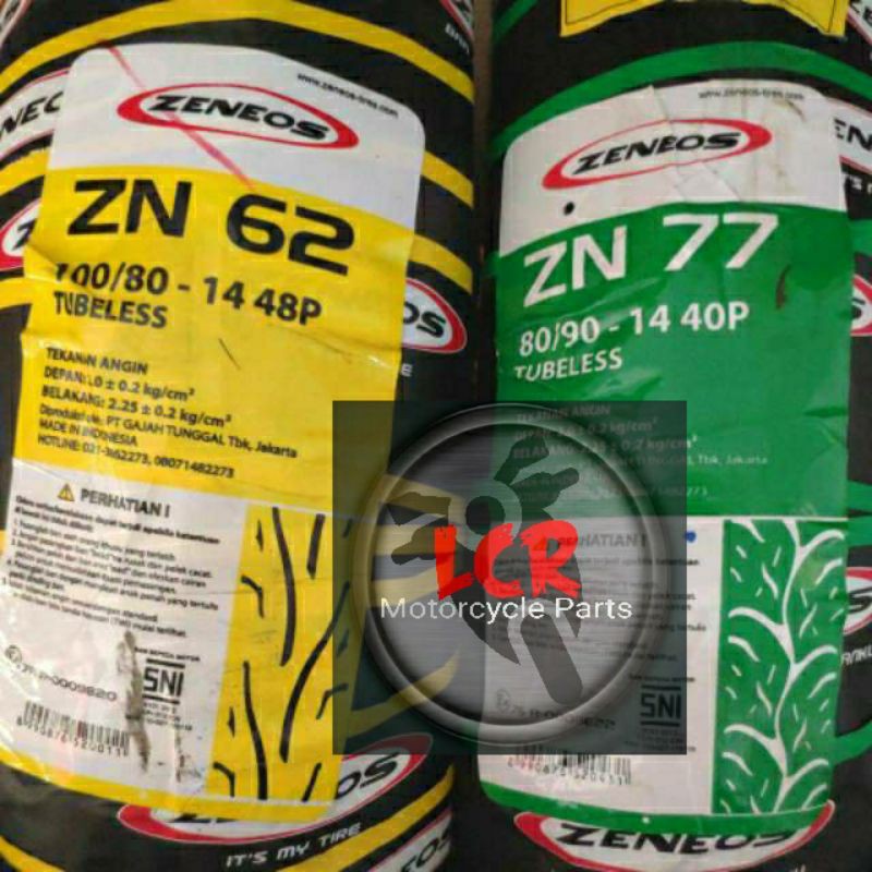 [ASLI 100%] Paket Ban Tubles Matic // 80/90 + 100/80 -14 Ring 14 Metik Zeneos IRC Ukuran Belakang Be