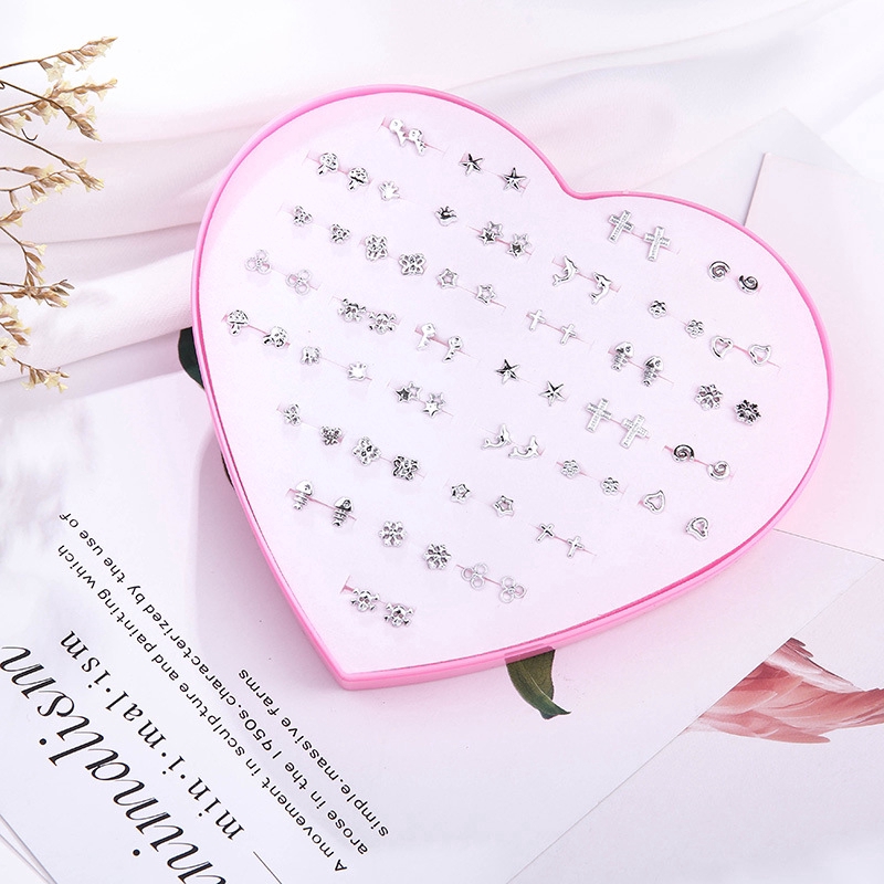 36 Pasang Anting Hypoallergenic Bentuk Hati Bahan Plastik Untuk Wanita